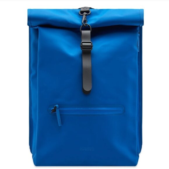 Rains Rolltop Rucksack W3 Waterproof Backpack Waves Blue 19.2"H x 12.8"W x 4.4"D - Picture 10 of 11
